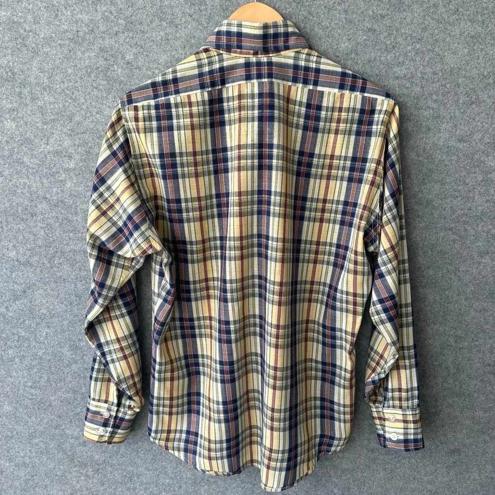 Vintage Levi's Shirt Mens Medium Long Sleeve Yellow Plaid 70s 80s Pockets Preppy